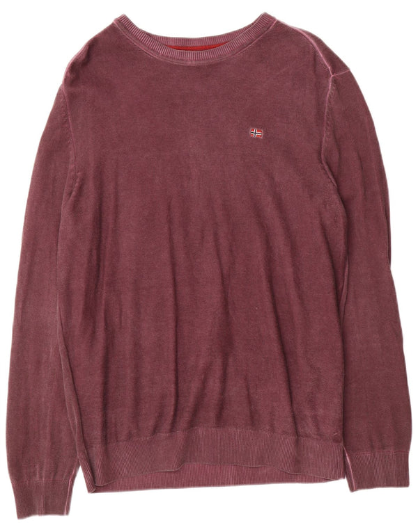 Napapijri Mens Geographic Boat Neck Jumper Sweater Large Maroon