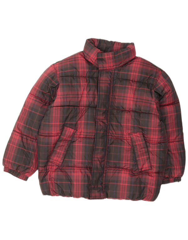 Jaqueta acolchoada com capuz Zara Boys 11-12 anos poliéster xadrez vermelho