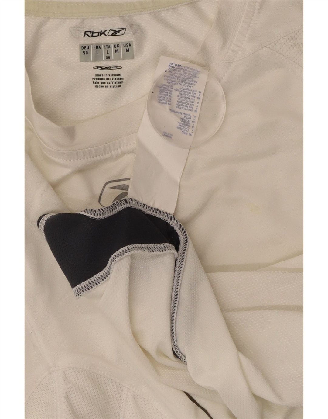 Camiseta masculina REEBOK Top médio branco colorblock poliéster