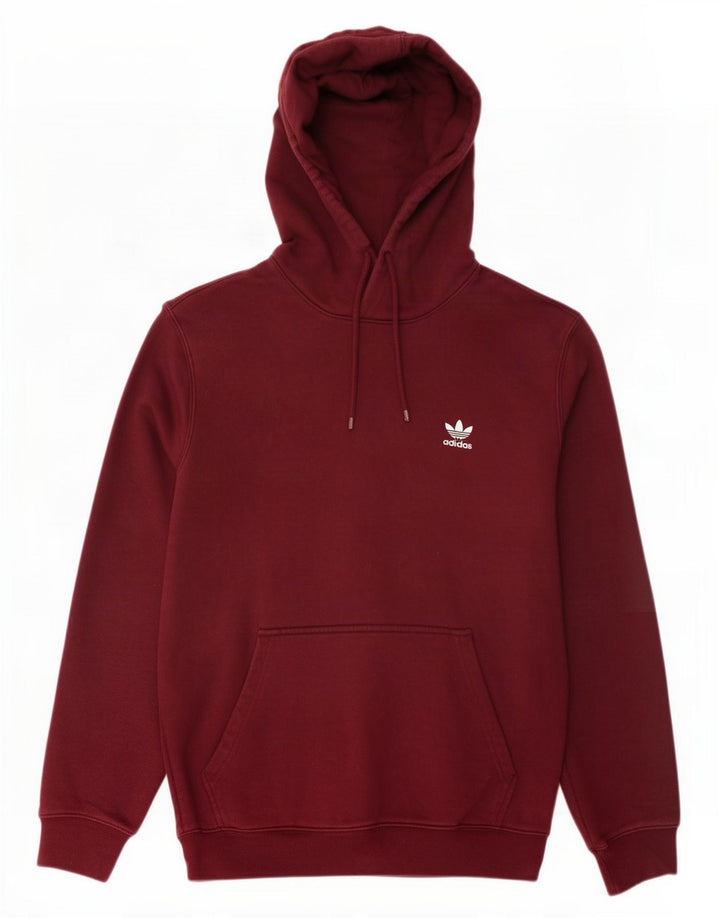 Adidas Mens Hoodie Jumper Médio Algodão Borgonha
