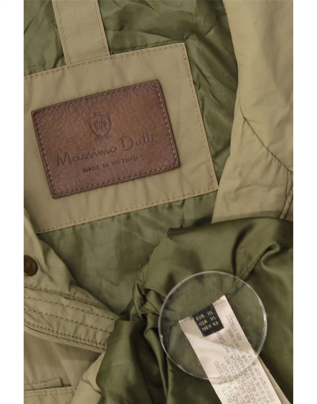 Jaqueta utilitária masculina Massimo Dutti Reino Unido 42 XL cáqui nylon