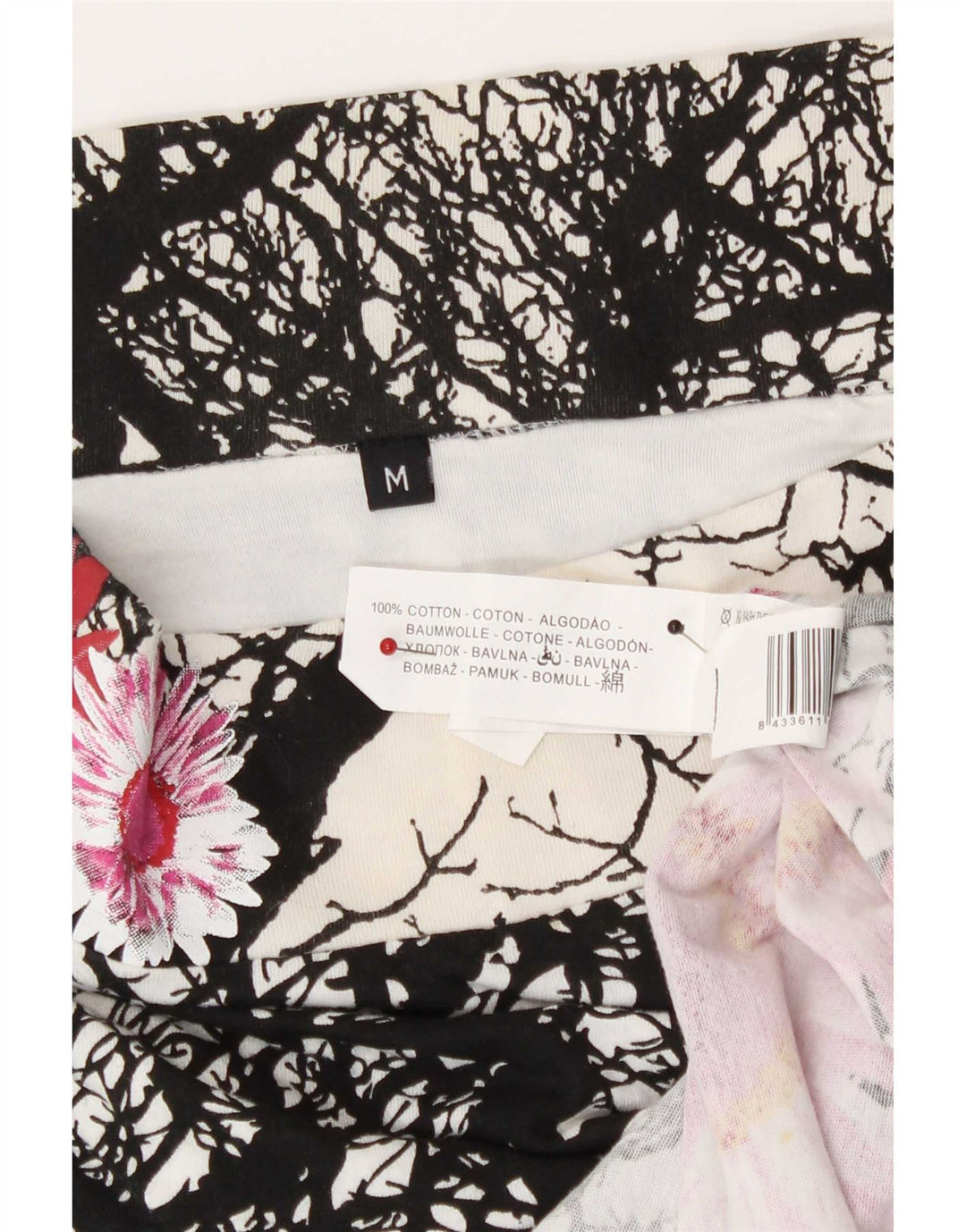 Saia feminina vintage evasê média W30 algodão floral multicolorido
