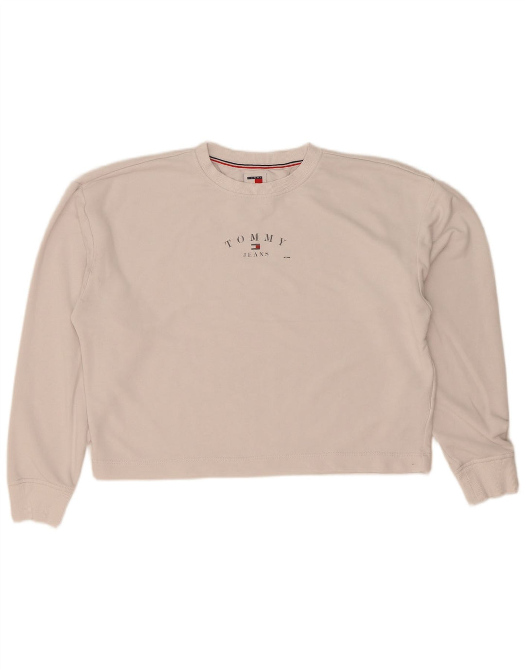 Tommy Hilfiger moletom feminino gráfico oversized jumper UK 10 pequeno branco