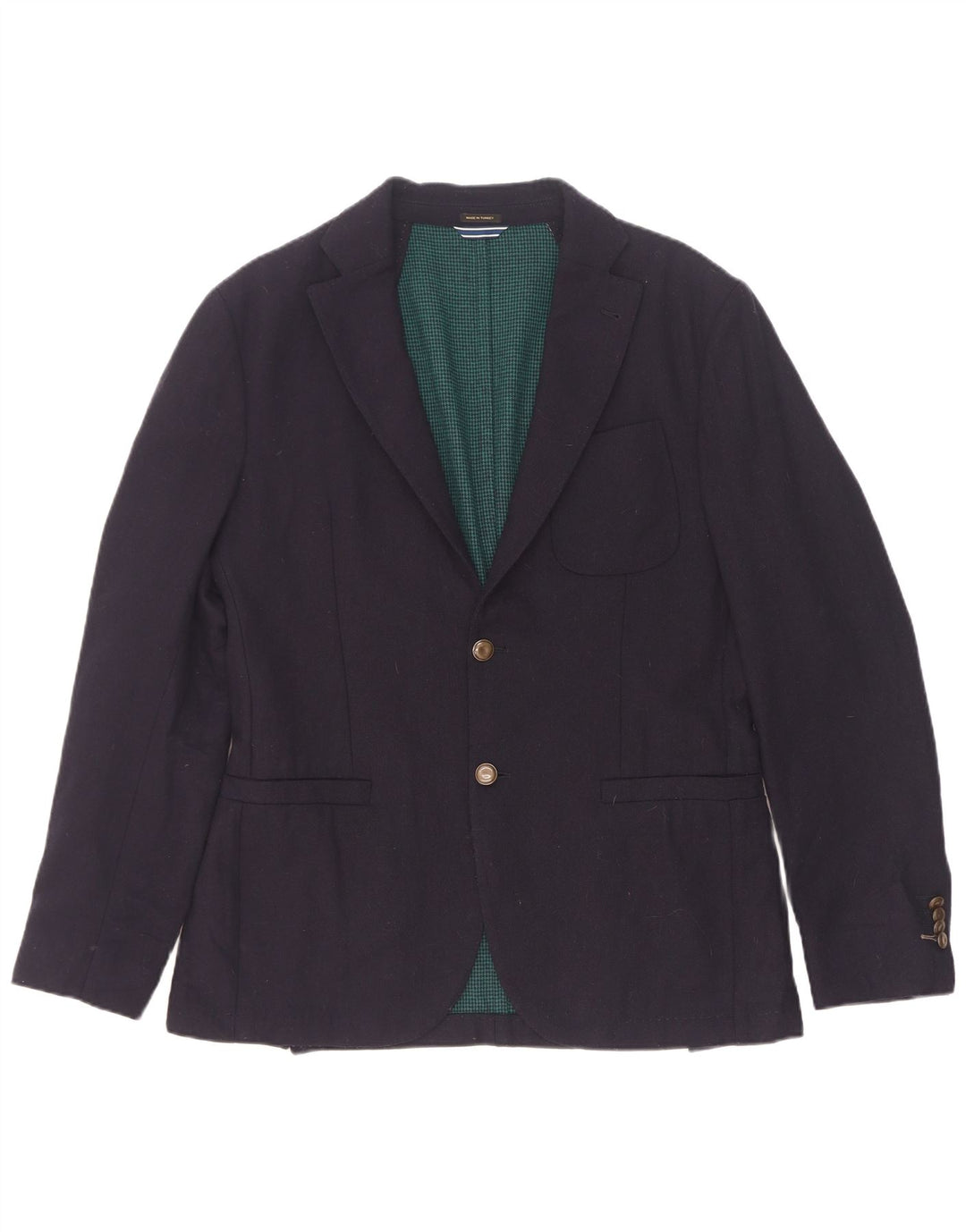 Jaqueta blazer masculina Massimo Dutti com 2 botões UE 48 lã azul marinho médio