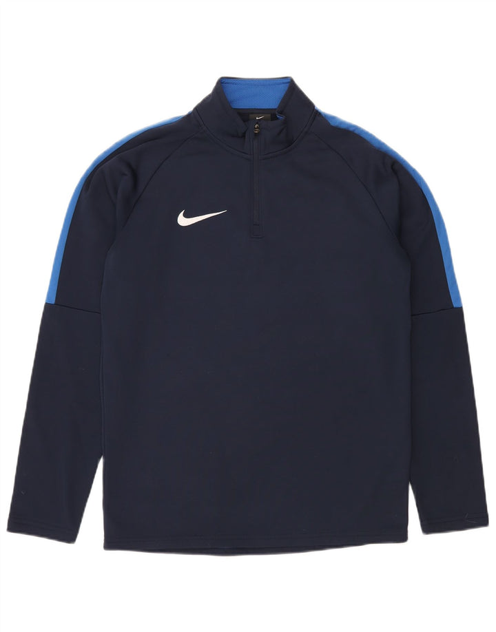 NIKE Masculino Dri Fit Pullover Treino Top Pequeno Azul Marinho Colourblock