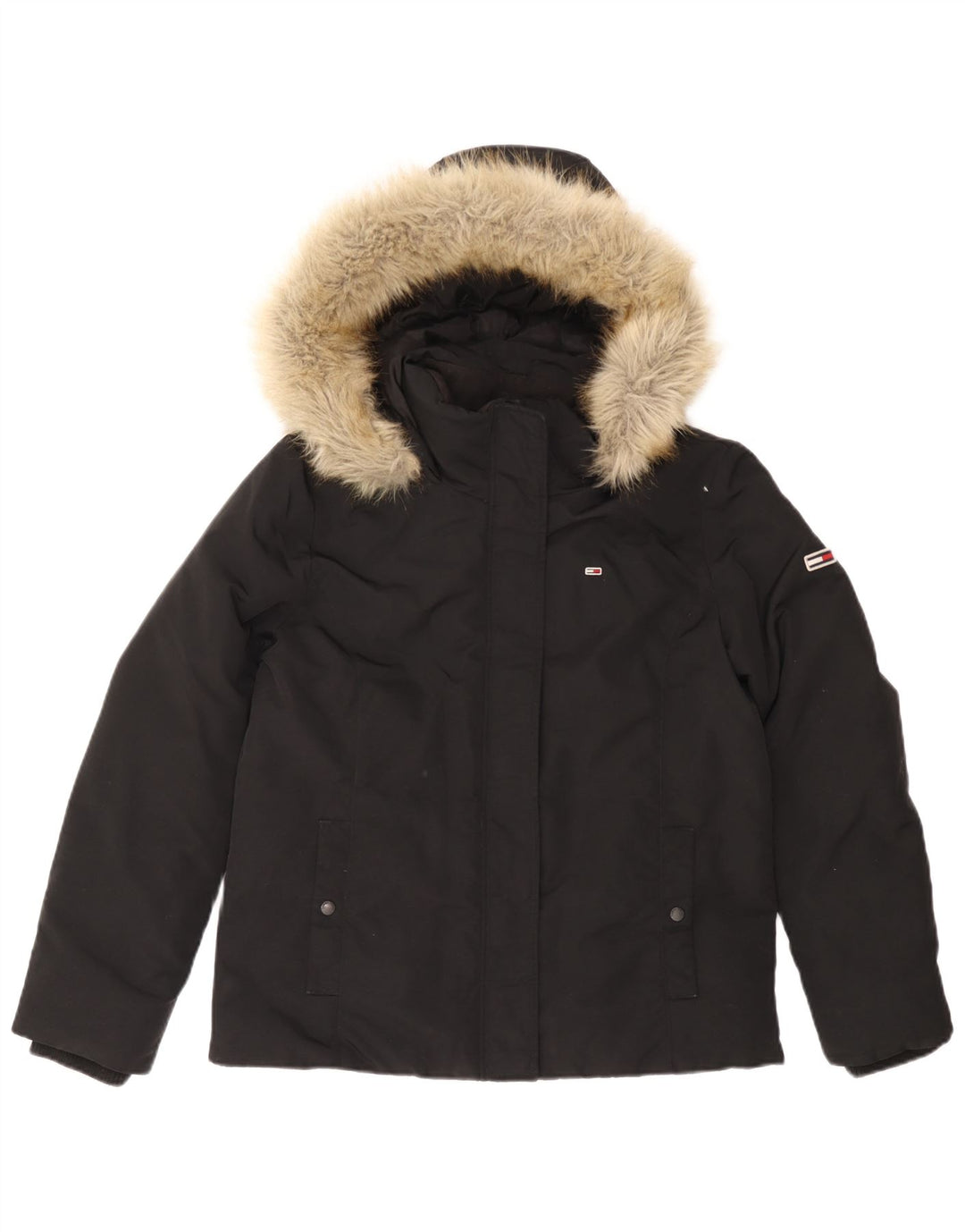 Jaqueta acolchoada com capuz feminina Tommy Hilfiger Reino Unido 16 grande poliamida preta