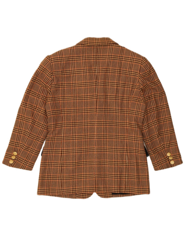 Jaqueta blazer feminina vintage manga 3/4 IT 44 médio marrom houndstooth