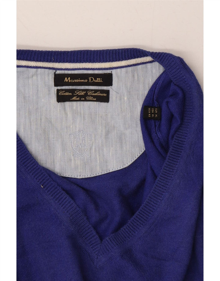 MASSIMO DUTTI Womens V-Neck Jumper Sweater UK 18 XL Purple Cotton Vintage Massimo Dutti and Second-Hand Massimo Dutti from Messina Hembry 