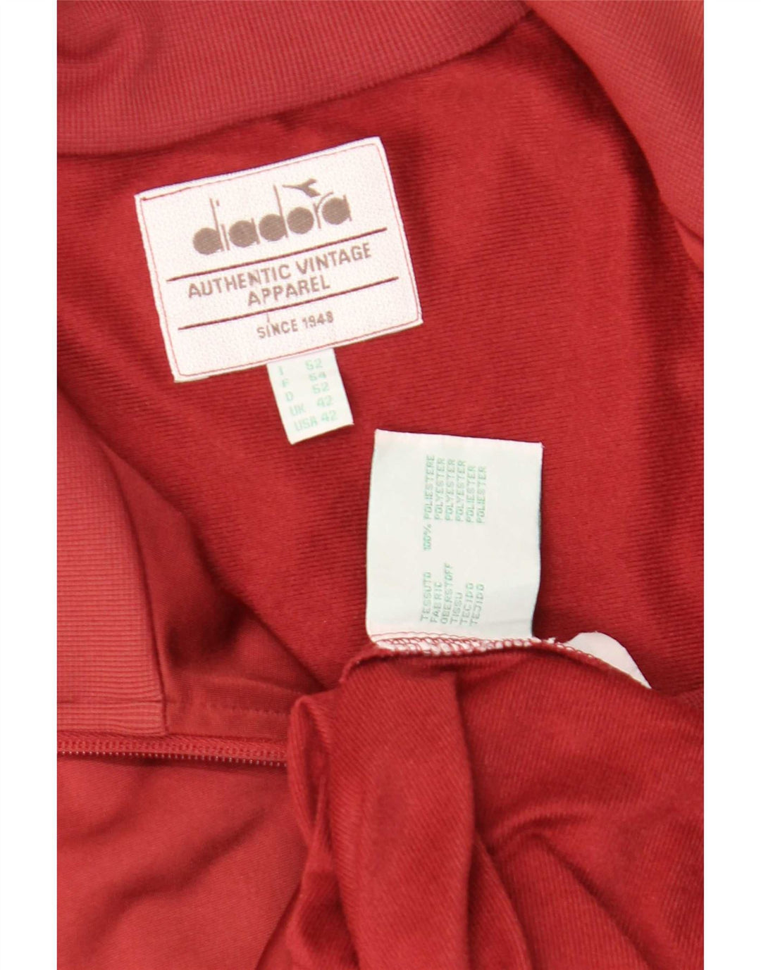 Diadora Mens Tracksuit Top Jacket UK 42 Grande Poliéster Vermelho