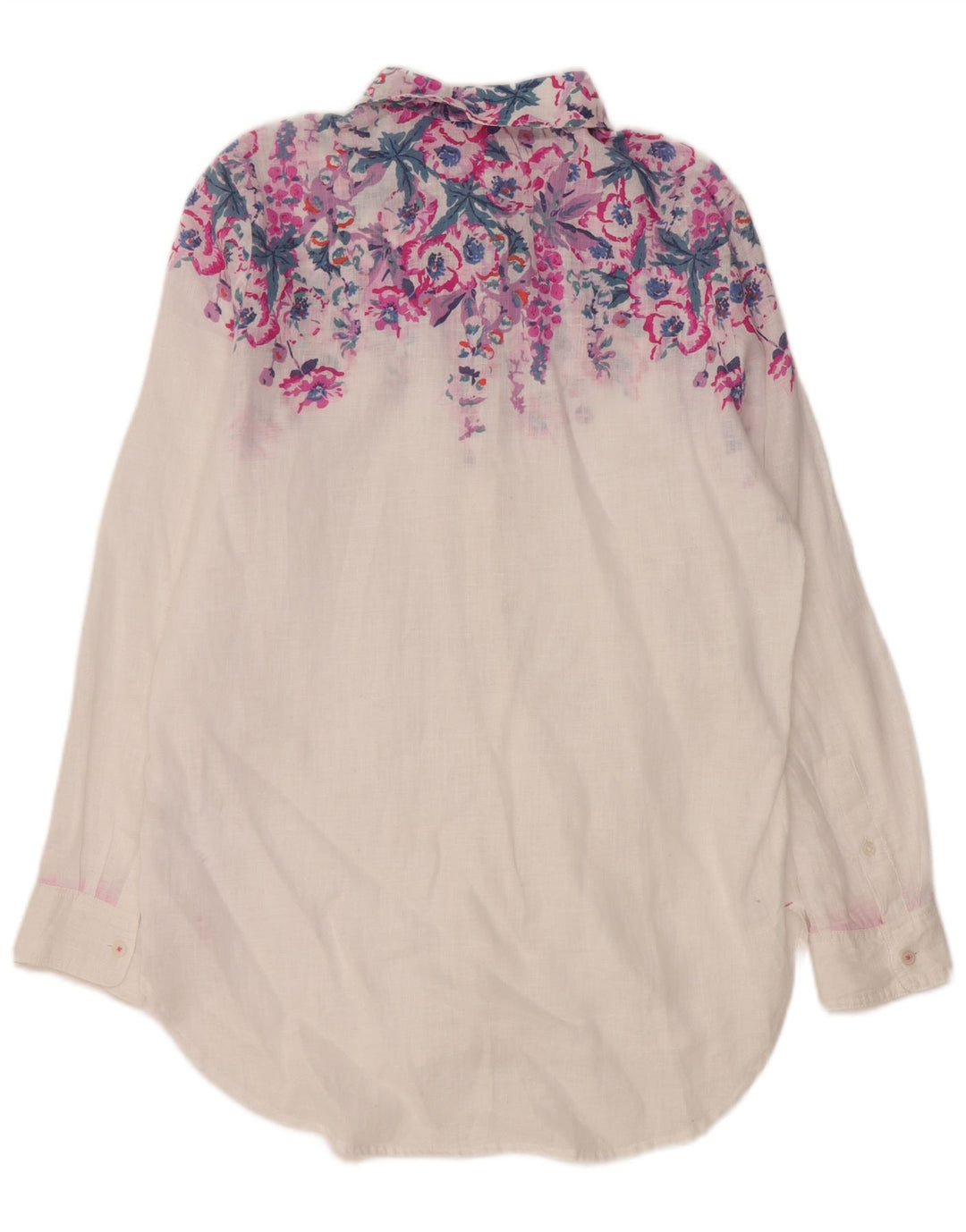 Camisa feminina Joules grande tamanho UK 8 pequena linho floral branco