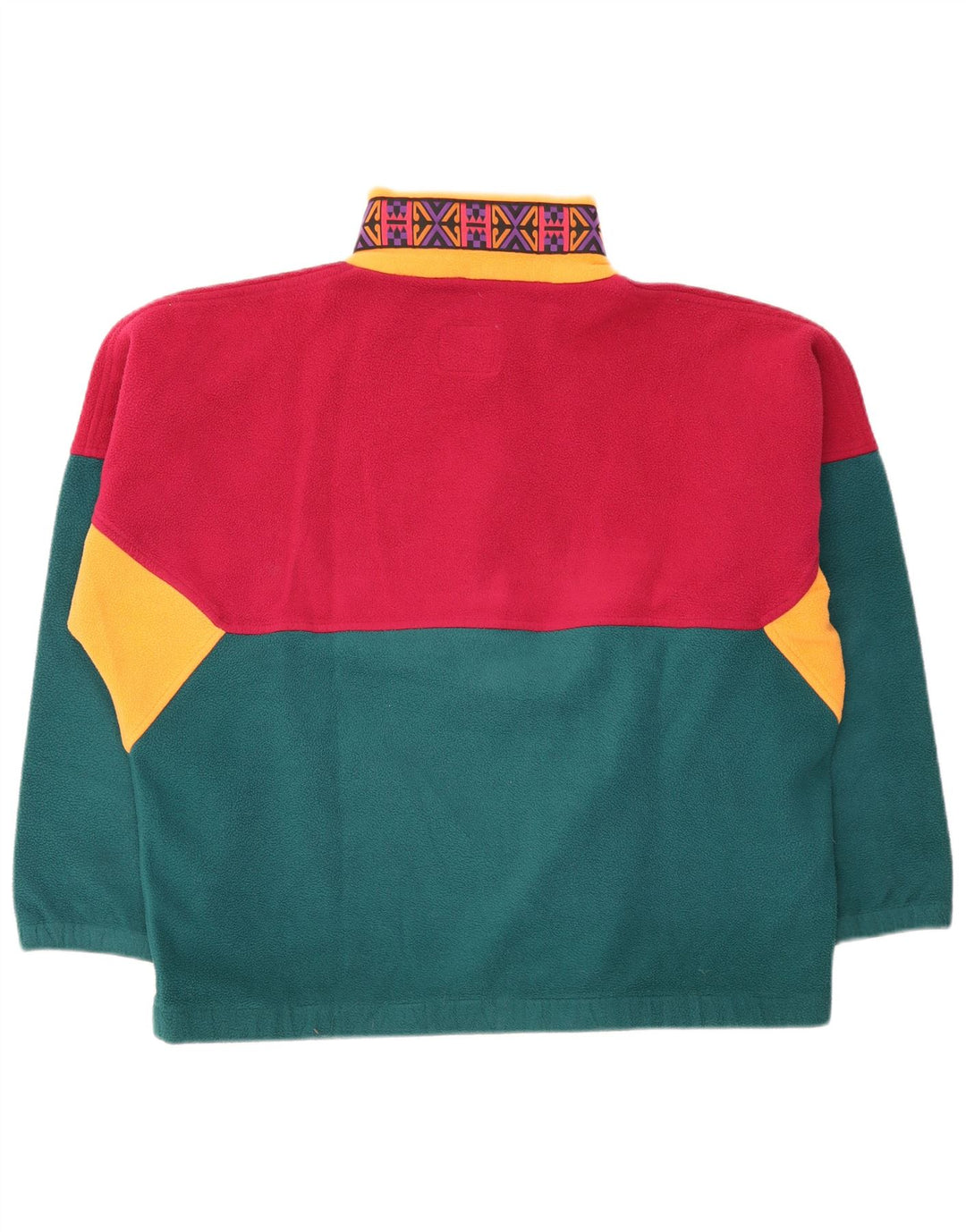 Jumper de lã masculino vintage com gola redonda grande bloco colorido multicolorido