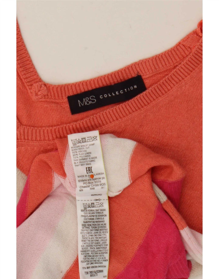 Suéter feminino Marks & Spencer com decote em V Reino Unido 12 médio multicolorido