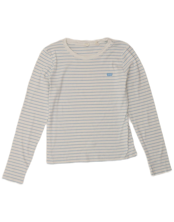 Top feminino Levi's manga comprida UK 12 listrado branco médio