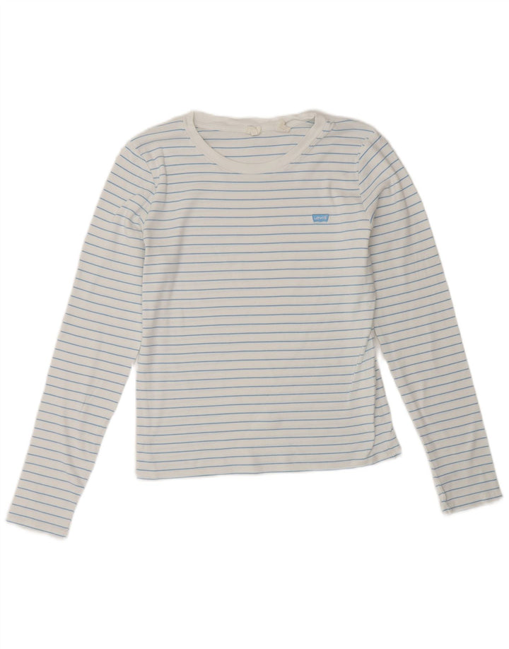 Top feminino Levi's manga comprida UK 12 listrado branco médio