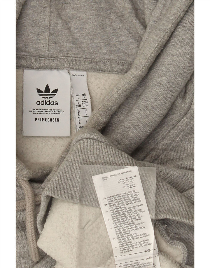 ADIDAS Mens Hoodie Jumper Grande Algodão Cinza