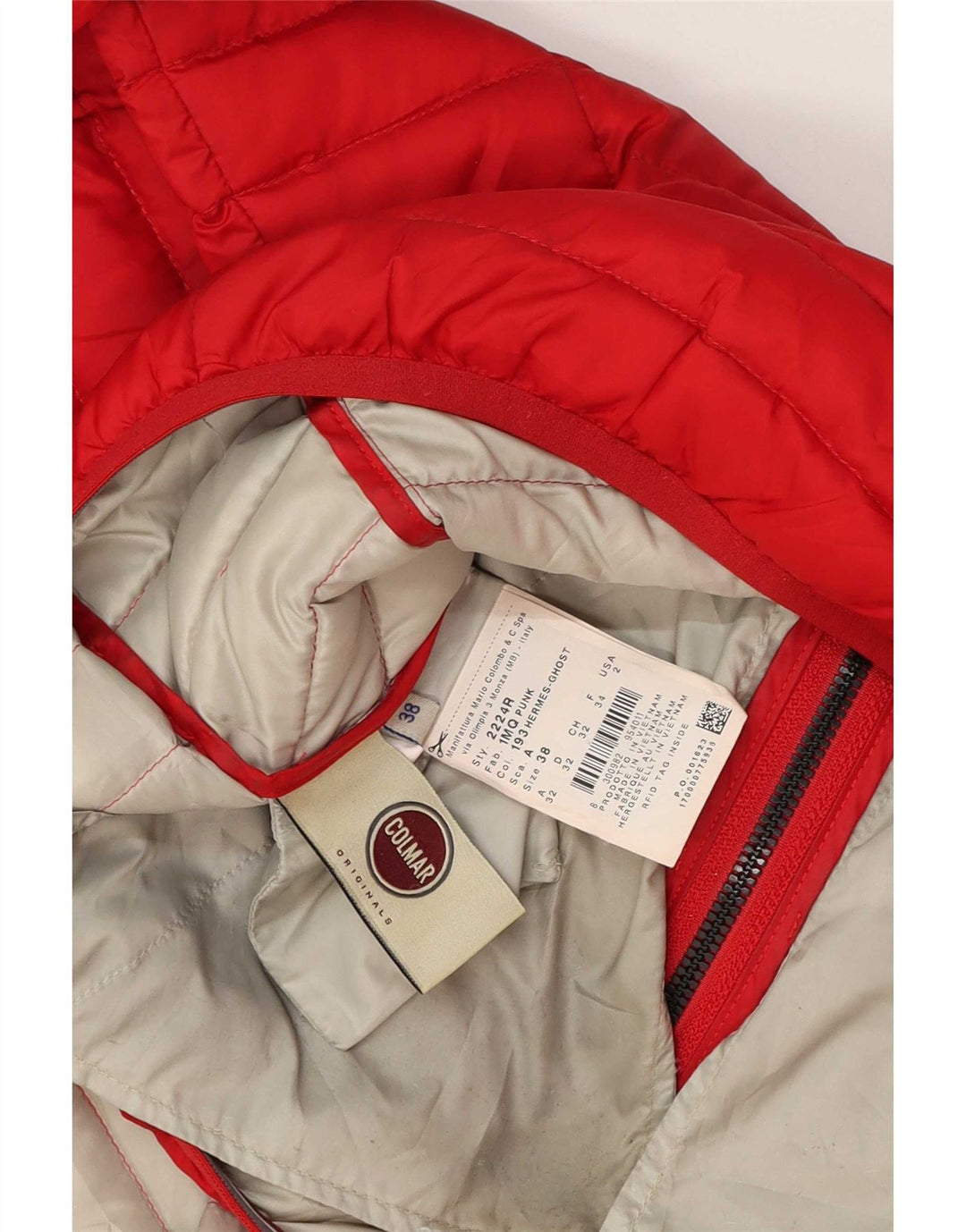 Jaqueta acolchoada com capuz feminino Colmar IT 38 2XS poliéster vermelho