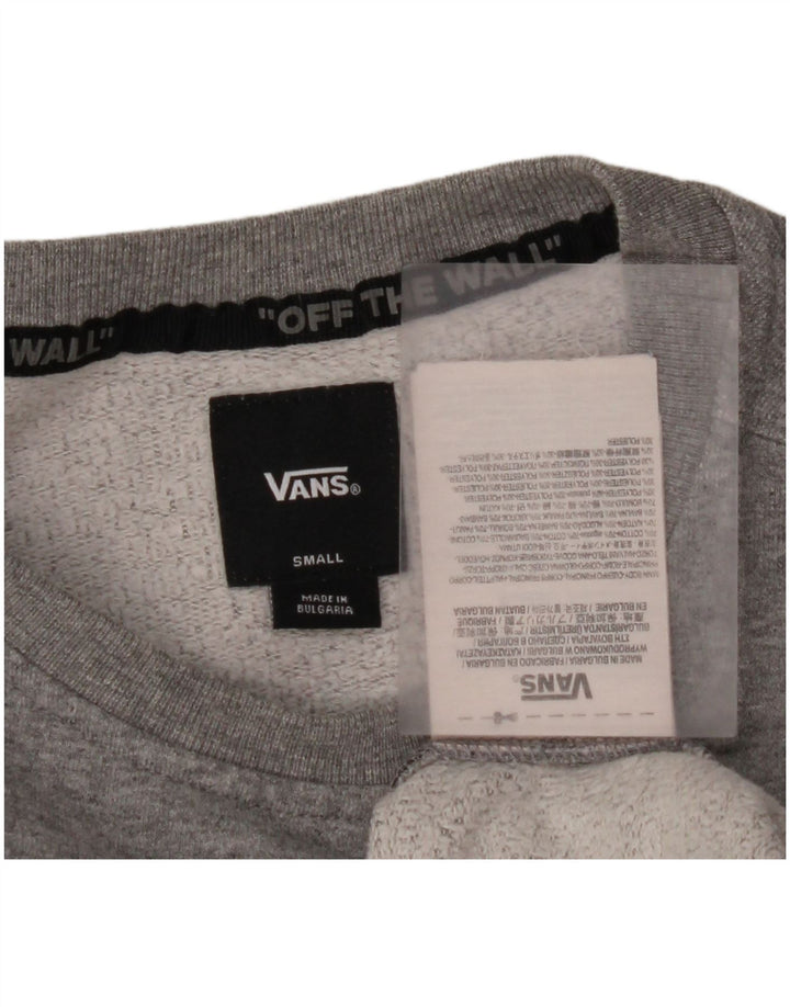 VANS Mens Graphic Moletom Jumper Pequeno Algodão Cinza