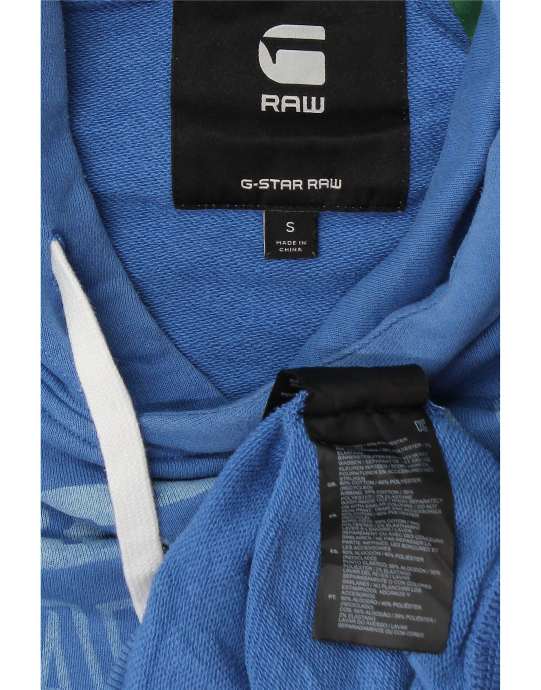 G-Star feminino oversized gráfico moletom com capuz Reino Unido 10 pequeno algodão azul