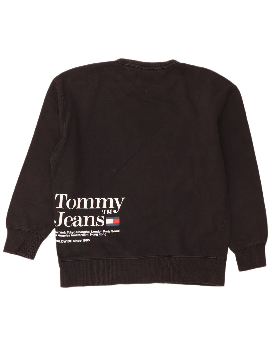 Tommy Hilfiger moletom gráfico masculino jumper pequeno algodão preto