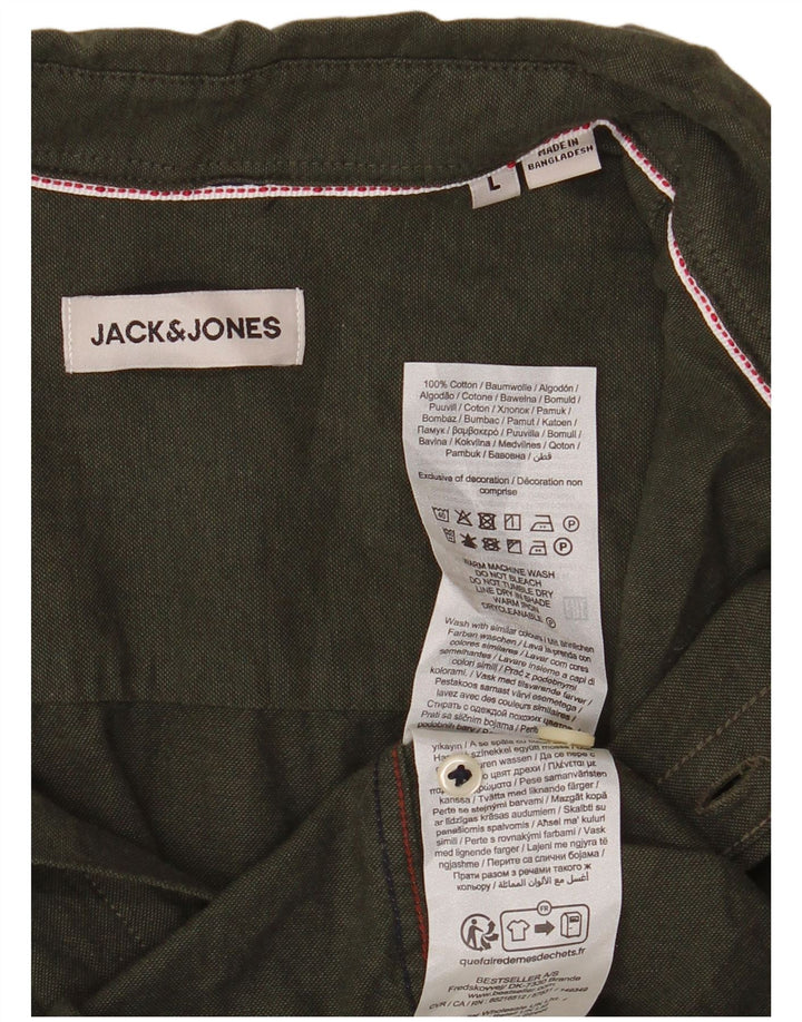 Camisa masculina Jack & Jones grande algodão cáqui