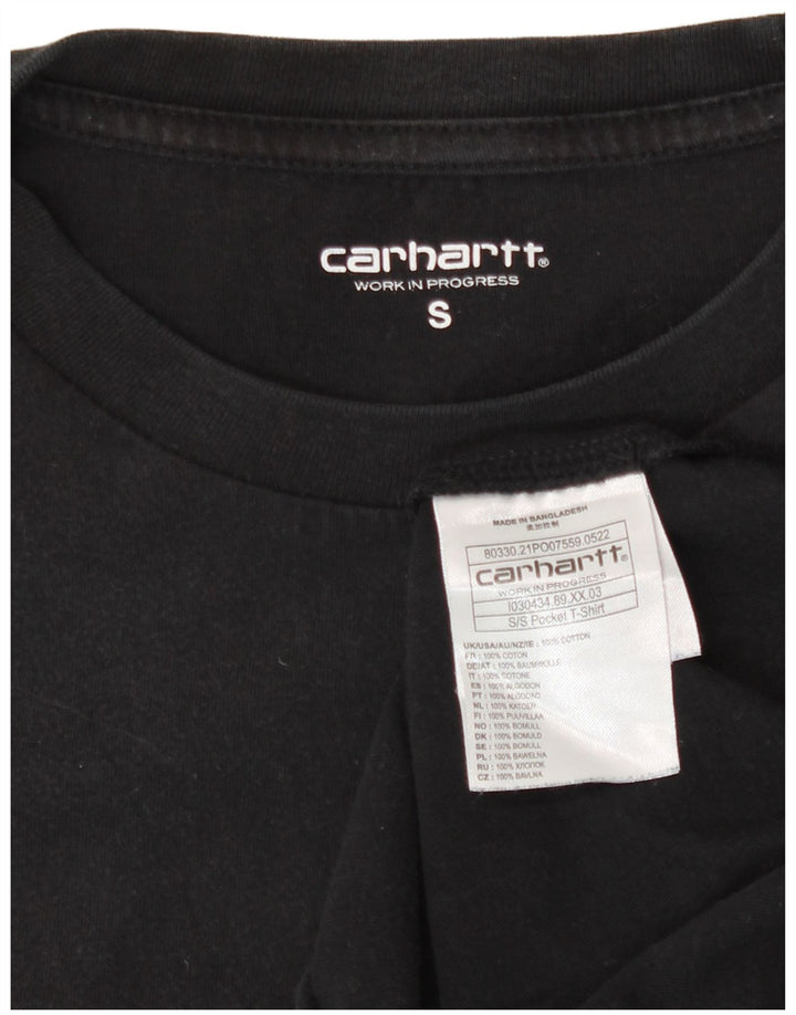 Camiseta masculina Carhartt pequena de algodão preto
