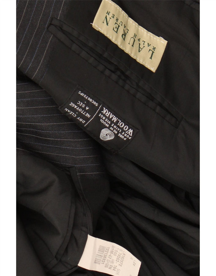 Jaqueta Blazer Masculina Ralph Lauren com 2 Botões Reino Unido 42 XL Lã Risca de Giz Preta