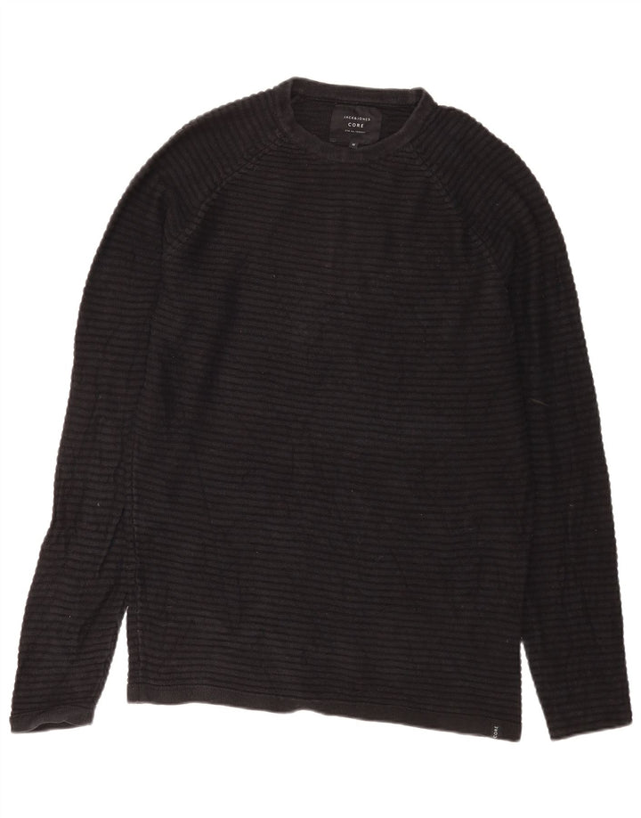 Suéter masculino Jack & Jones com gola redonda, algodão preto médio