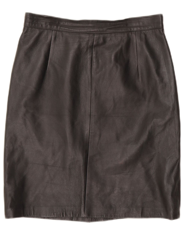 Saia de couro feminina vintage IT 46 grande W32 couro preto