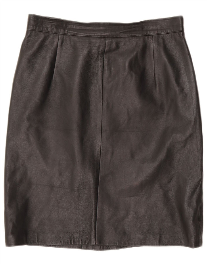 Saia de couro feminina vintage IT 46 grande W32 couro preto