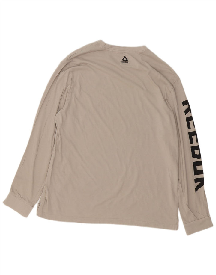Reebok Mens Graphic Top manga comprida grande algodão cinza