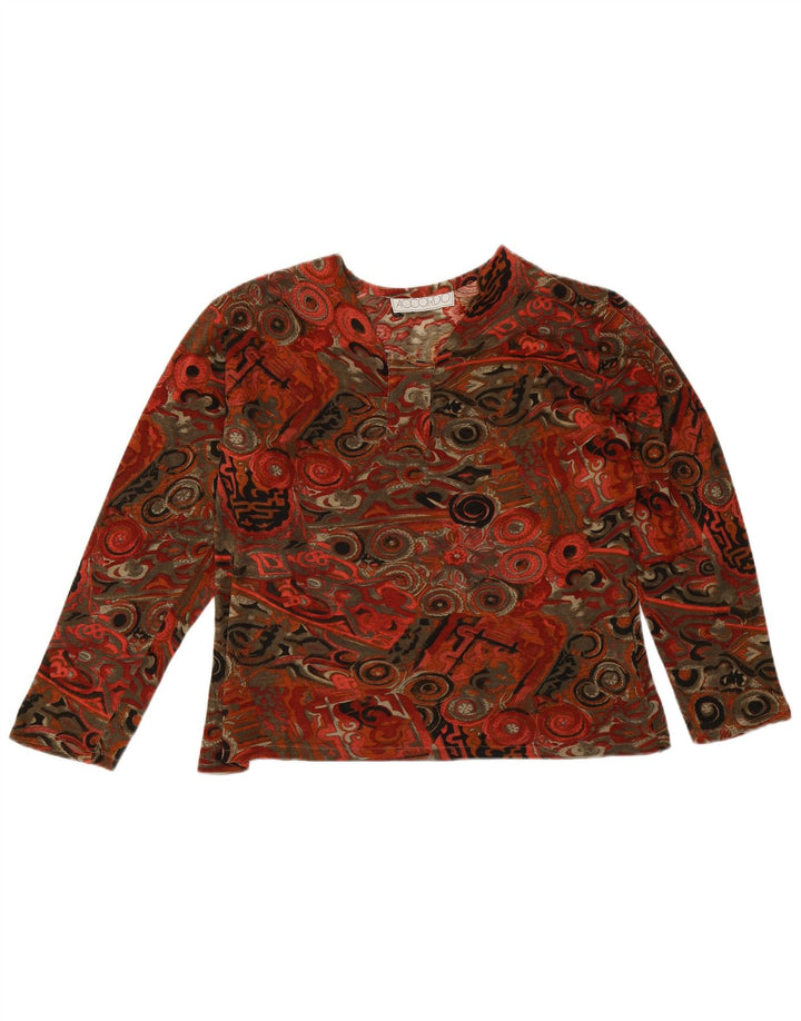 Top feminino ACCORDO manga comprida UK 14 grande multicolorido geométrico