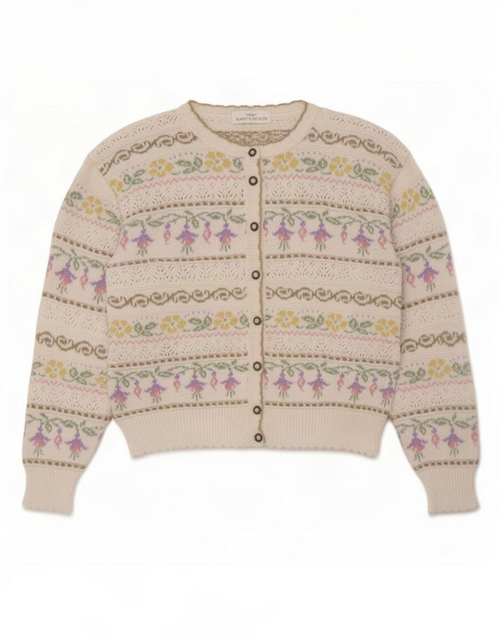 Suéter Marks & Spencer feminino St. Michael Cardigan Reino Unido 12 médio branco