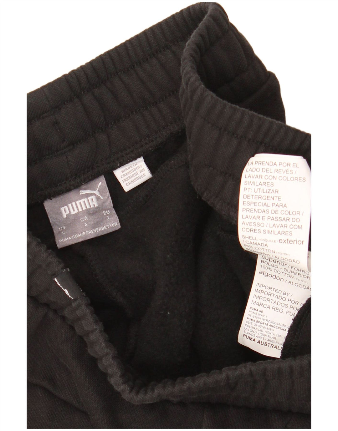 Calça de treino masculina PUMA joggers grande algodão preto