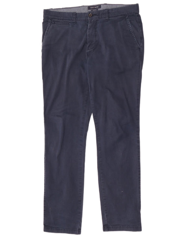 Tommy Hilfiger Mens Slim Fit Chino Calças W33 L32 Azul Marinho Algodão