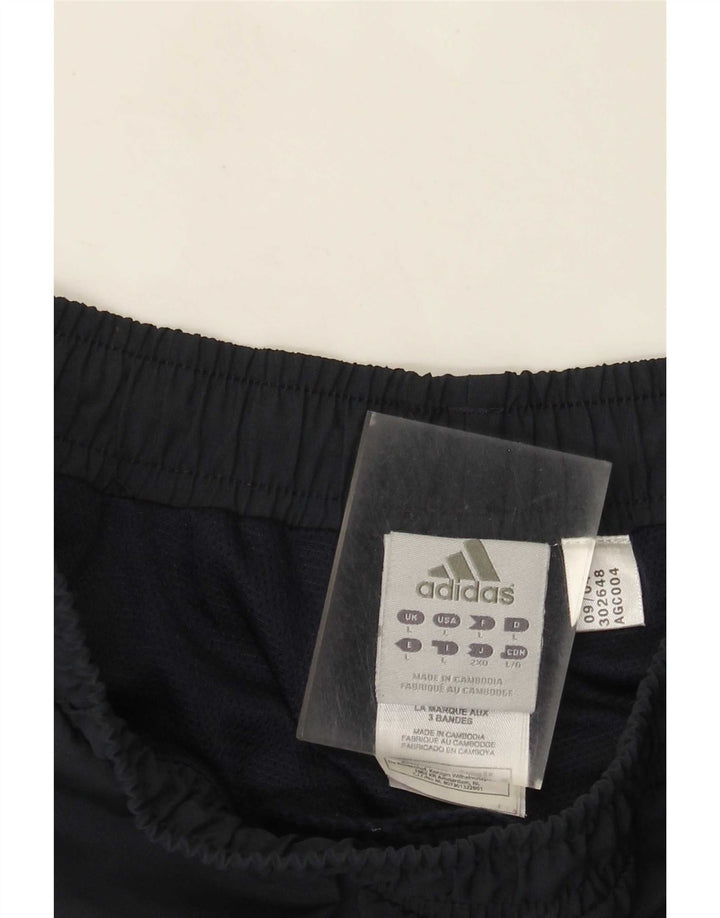 Calça de treino masculina Adidas Joggers grande poliéster listrado azul marinho