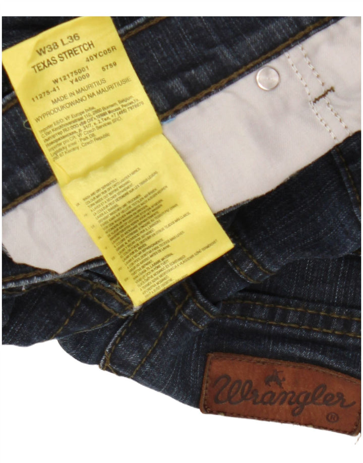 WRANGLER Masculino Texas Stretch Straight Jeans W38 L30 Azul Marinho Algodão