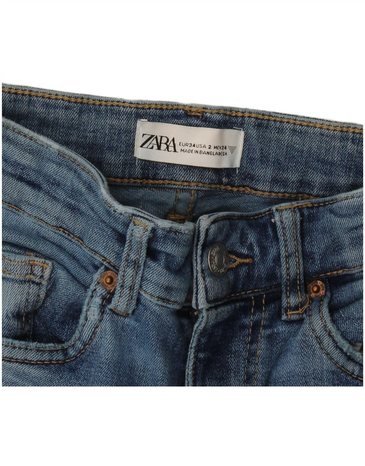 Zara Calça jeans feminina larga EU 34 2XS W24 L31 Azul