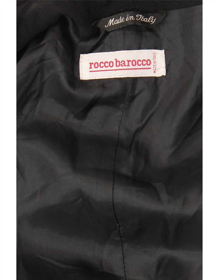 Jaqueta blazer feminina Roccobarocco Longline com 3 botões Reino Unido 16 grande preta