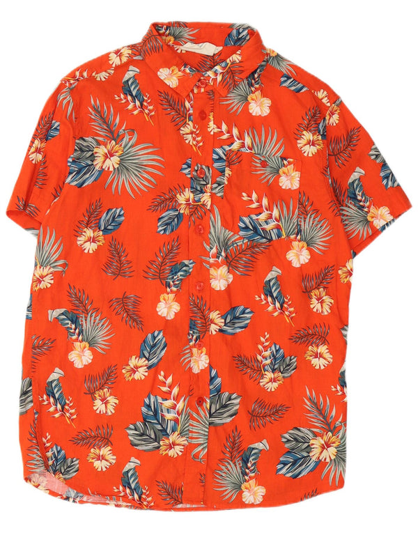 Camisa masculina de manga curta Mountain Warehouse de algodão floral laranja pequeno