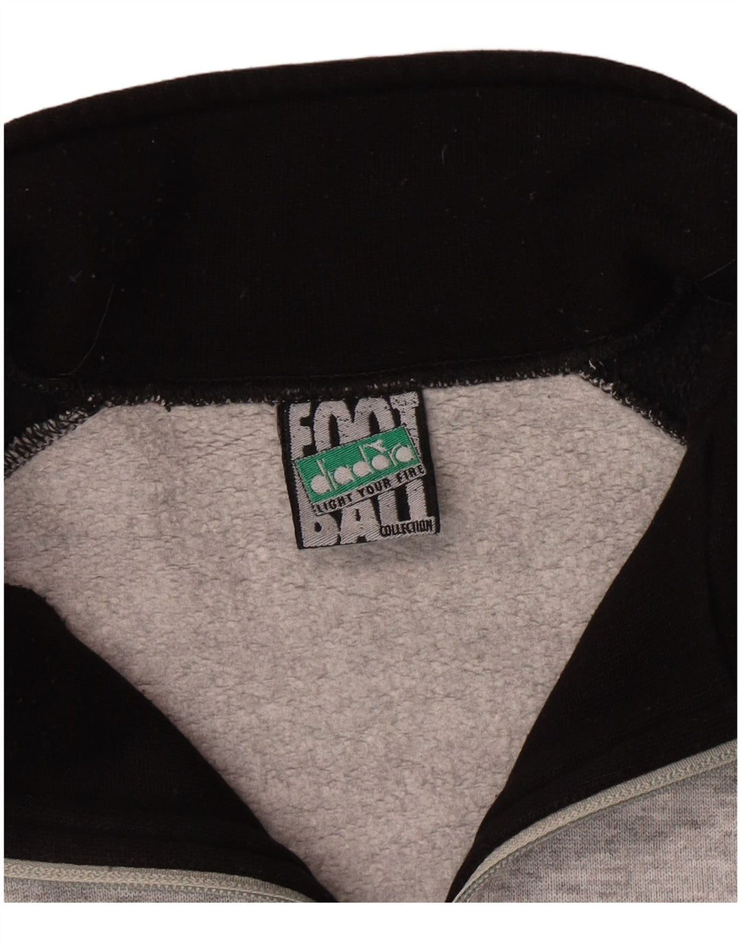 Moletom masculino Diadora com zíper e gola alta, grande, cinza, algodão colorblock