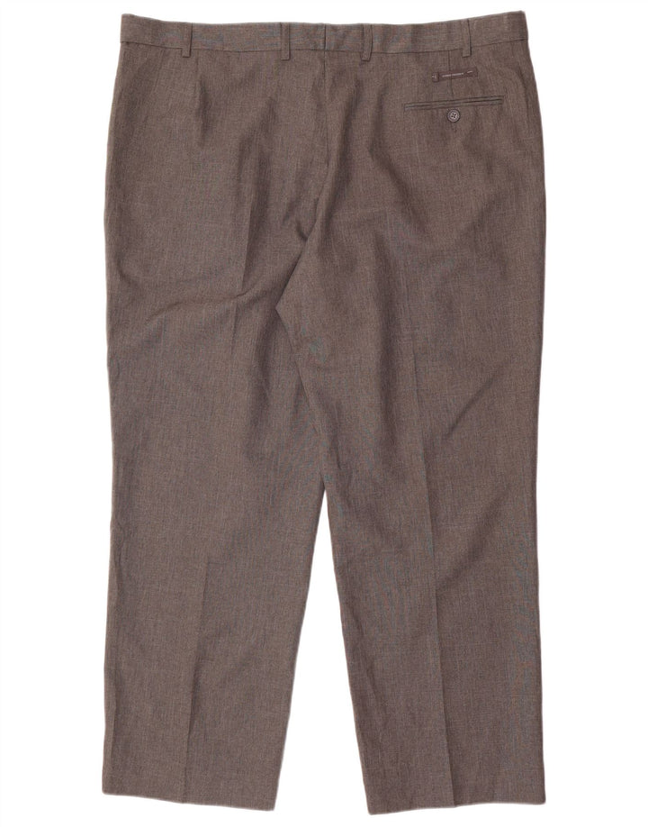 Calça masculina de ajuste regular Marks & Spencer W42 L29 poliéster cinza