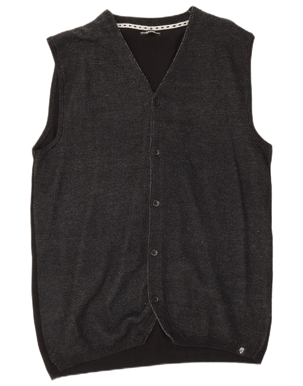 Suéter cardigã masculino sem mangas Datch 3XL viscose preta