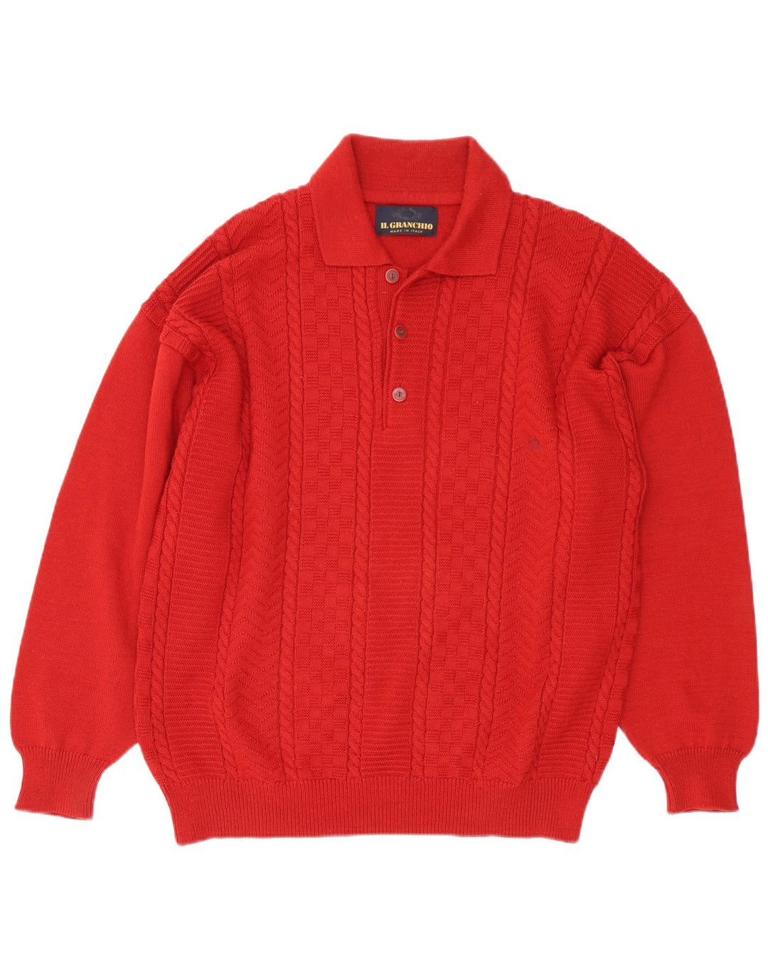 Suéter masculino Il Granchio com gola polo e lã vermelha grande
