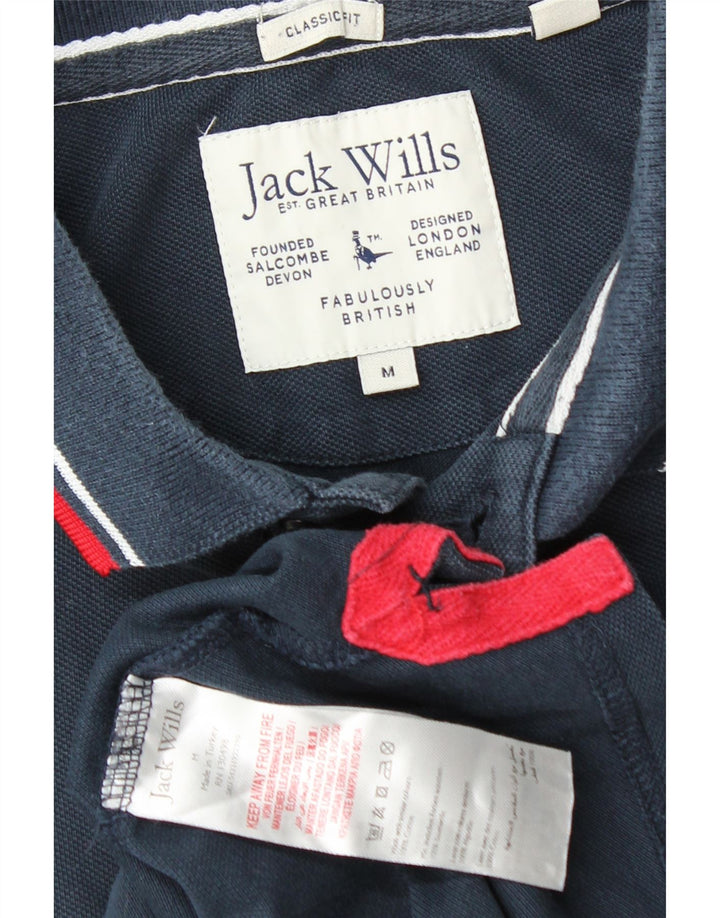 Camisa polo masculina Jack Wills Classic Fit médio algodão azul marinho