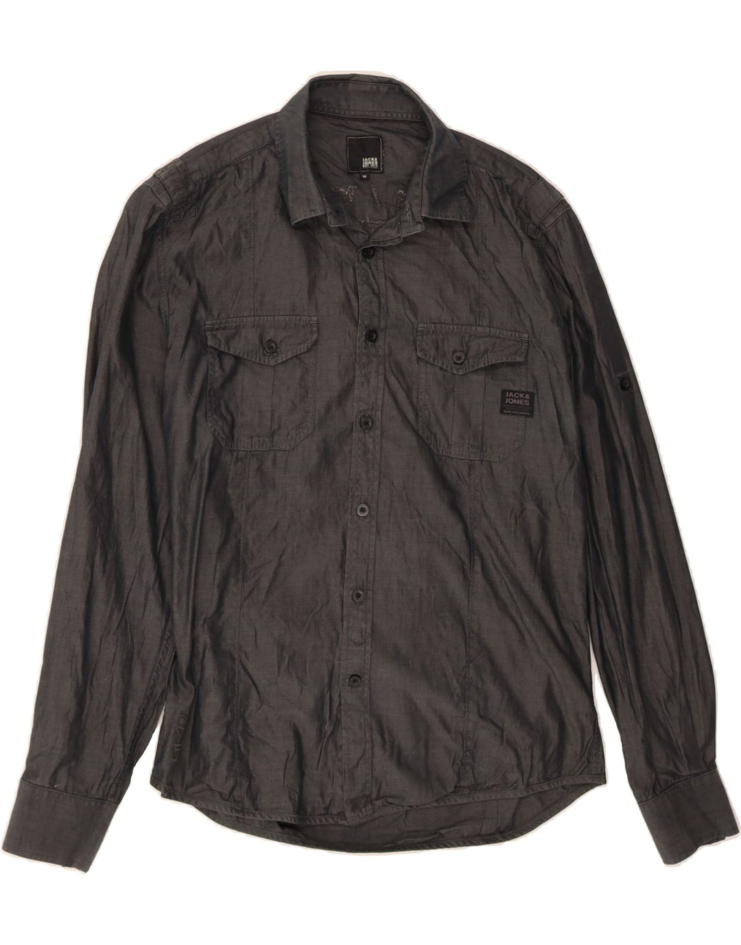 JACK & JONES Mens Shirt Medium Grey Vintage Jack & Jones and Second-Hand Jack & Jones from Messina Hembry 