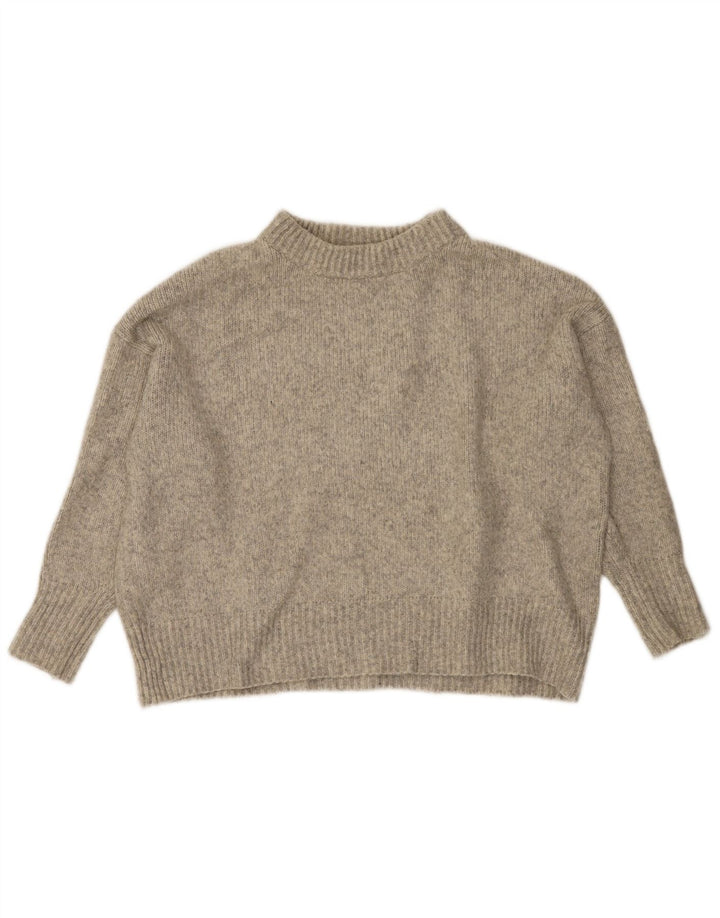 Zara Suéter feminino oversized com gola redonda Reino Unido 10 pequeno cinza