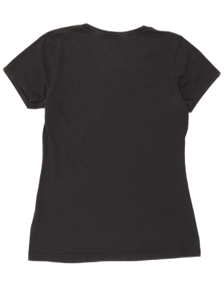 Camiseta feminina Nike Dri Fit Slim Fit gráfica top UK 12 médio preto