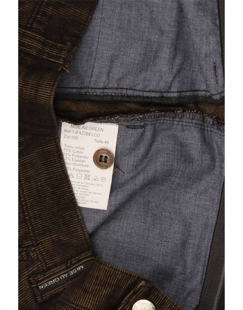 MISE AU GREEN Mens Slim Corduroy Trousers W36 L34 Khaki Cotton Vintage Mise Au Green and Second-Hand Mise Au Green from Messina Hembry 