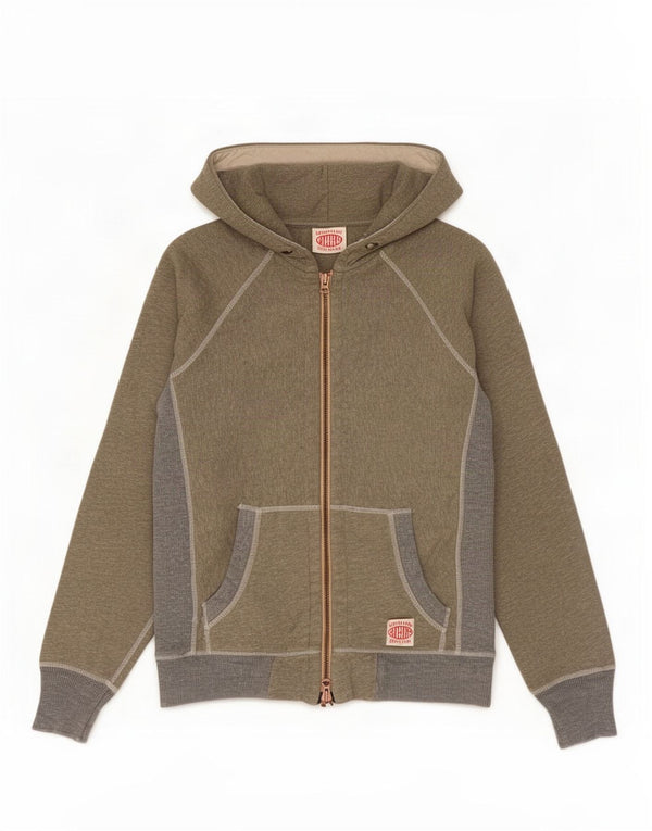 Suéter masculino Superdry com capuz e zíper grande cinza colorblock algodão