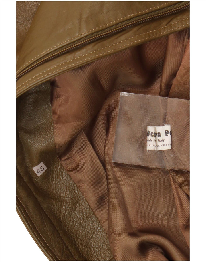 Jaqueta de couro masculina vintage IT 48 couro verde médio